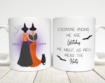 Taza personalizada de brujas para mejores amigas, regalo de Halloween