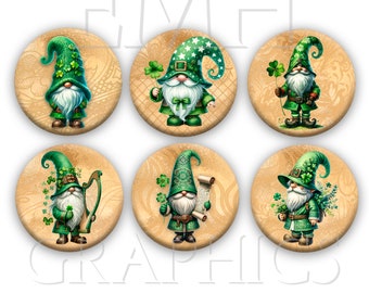 St.Patrick's Day Magnets, Irish Gnomes , Refrigerator Magnets, Hostess Gift, Paddy's Day Gift, Green Gnomes, Luck of the Irish. 1.5 inches