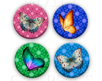 Butterfly Magnets, Colorful Butterflies, Fridge Magnets, Gift for Friend, Pretty Insects, 1.5" Set of 4, Cute Gift, Refrigerator Magnets