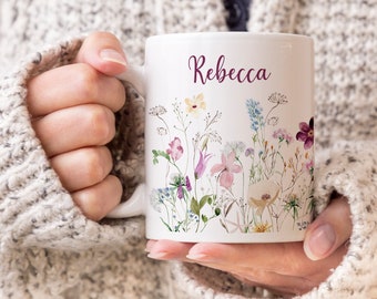 Wildflowers, Personalized Coffee Mug, Gift for Her, Pretty flowers, Garden Flowers, Custom Gift, Summer, Cute Mug