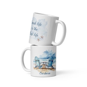 Custom Beach Mug, Personalized Coffee Mug, Beach House Decor, Beach Life is Best, Custon Name Cup,