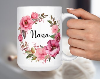 Custom Roses Mug, Pink and White Flowers, Personalized Gift, Gift for Mom, Pretty Pink and Red Roses,