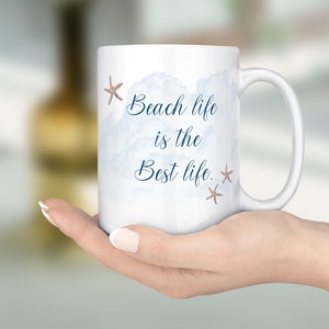 Custom Beach Mug, Personalized Coffee Mug, Beach House Decor, Beach Life is Best, Custom Name Cup, image 3