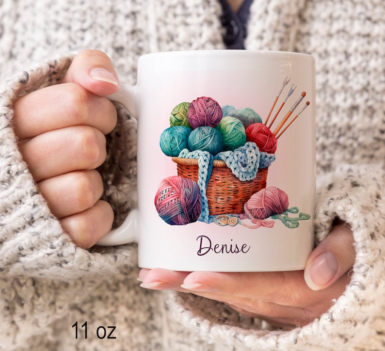 Knitting Coffee Mug, Crocheting Mug, Yarn Mug, Personalized Gifts for Knitters, Knitting Lover, Custom Gift For Crochet Lovers image 2