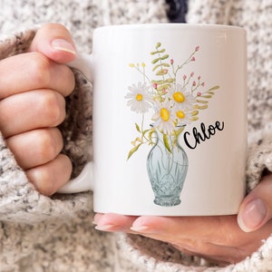 Custom Daisy Mug, Bouquet of Daisies Personalized Mug, Daisy flowers, Gift for Her, Daisy Coffee Mug, Summer Flowers