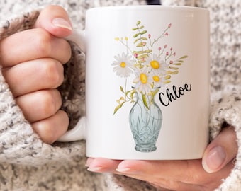 Custom Daisy Mug, Bouquet of Daisies Personalized Mug, Daisy flowers, Gift for Her, Daisy Coffee Mug, Summer Flowers