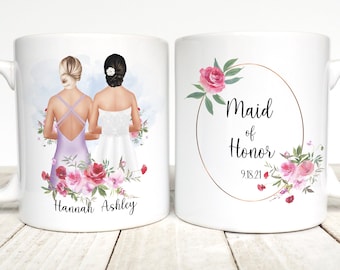 Taza personalizada de dama de honor, regalo de recuerdo para tu mejor amiga