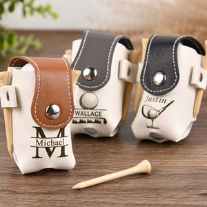 Sac de balle de golf personnalisé, pochette de golf en cuir, porte-balle de golf et tees personnalisés, cadeaux de golf pour lui et papa, mini porte-balle de golf