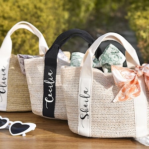 Jutebeutel Personalisiert, Jutebeutel, Benutzerdefinierte Stroh Taschen, Brautdusche Tasche, Hochzeitsgeschenk, Strandtasche Bachelorette, Mädchen Reise Taschen