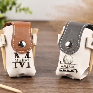 Pochette de golf en cuir, sac de balles de golf personnalisé, porte-balles de golf et tees personnalisés, cadeaux de golf pour lui et papa, mini porte-balle de golf