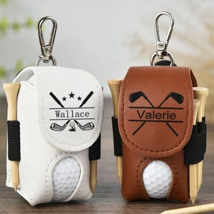 Sacs de balles de golf, Sac de balles de golf personnalisé, Pochette de golf en cuir, Porte-balles et tees de golf, Cadeaux de golf pour lui et son père, Mini porte-balle de golf