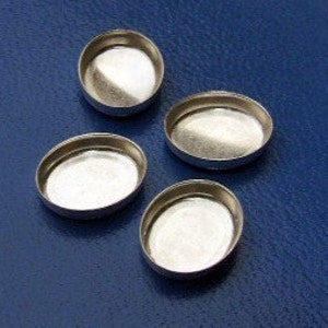 Sterling Silver Bezel Settings - 8 x 10 mm Oval 925 Sterling Silver Bezel Cup Findings for Stone Setting - Quantity 4