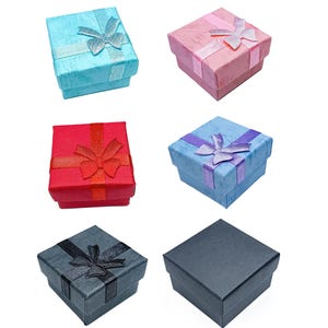 Conjunto de regalo, caja de regalo, joyería, pequeño lazo de cartón, caja de regalo, 4x4x3cm, ranura para almohada, joyero, piercing, anillo de oro, bolsa de terciopelo