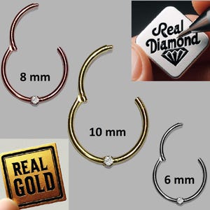 Echt DIAMANT 18K SOLID GOLD 750 Echtgold 585 14K Piercing Ring Clicker Weiss Gelb Roségold Ohrring Nasenring Nase Ohr Nasenpiercing 18 Gauge