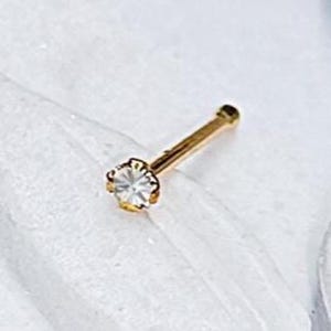 Echt DIAMANT 750 GOLD 18K Piercing Nasenstecker Gerade 585 14K Stecker Nase Echtgold Gelbgold 0.6mm 6mm Nasenpiercing 22 Gauge 22G Nose Stud