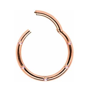 Rose Gold Black Clicker Ring SURGICAL STEEL 316L Piercing Zirconia Crystal Hinge 1.2 Septum Nose Ear Nose Ring Earring Nose Piercing