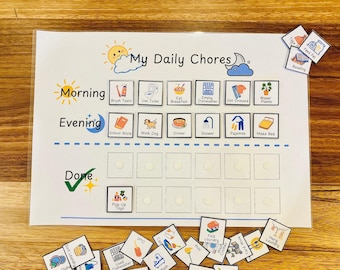 Kids Daily Responsibilities Chart, Printable Daily Routine, Chore Chart, Morning Evening Checklist, Daily Task List, Children Job Poster ASD