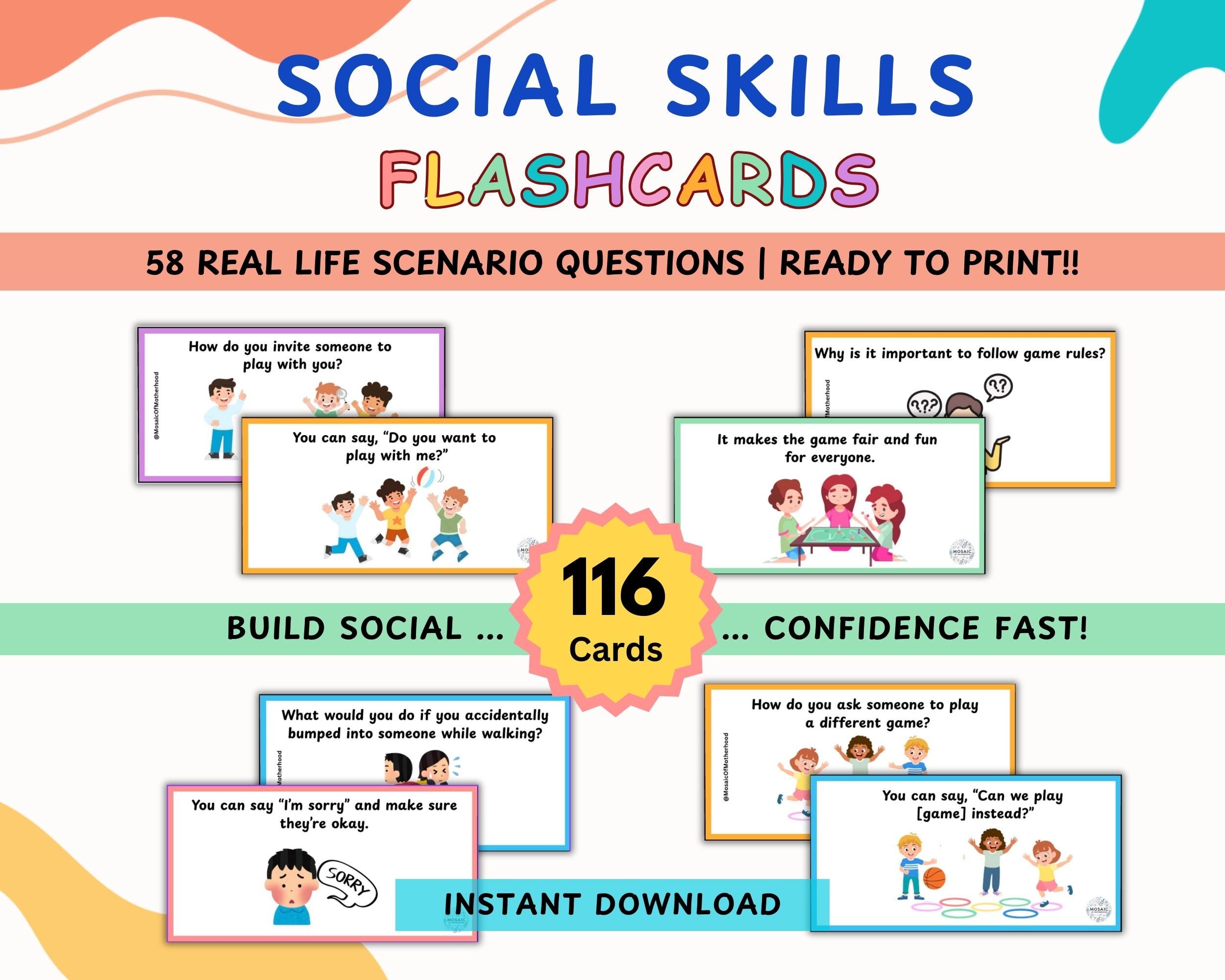 Printable Social Skills Flashcards for Kids | Autism Special Needs ...