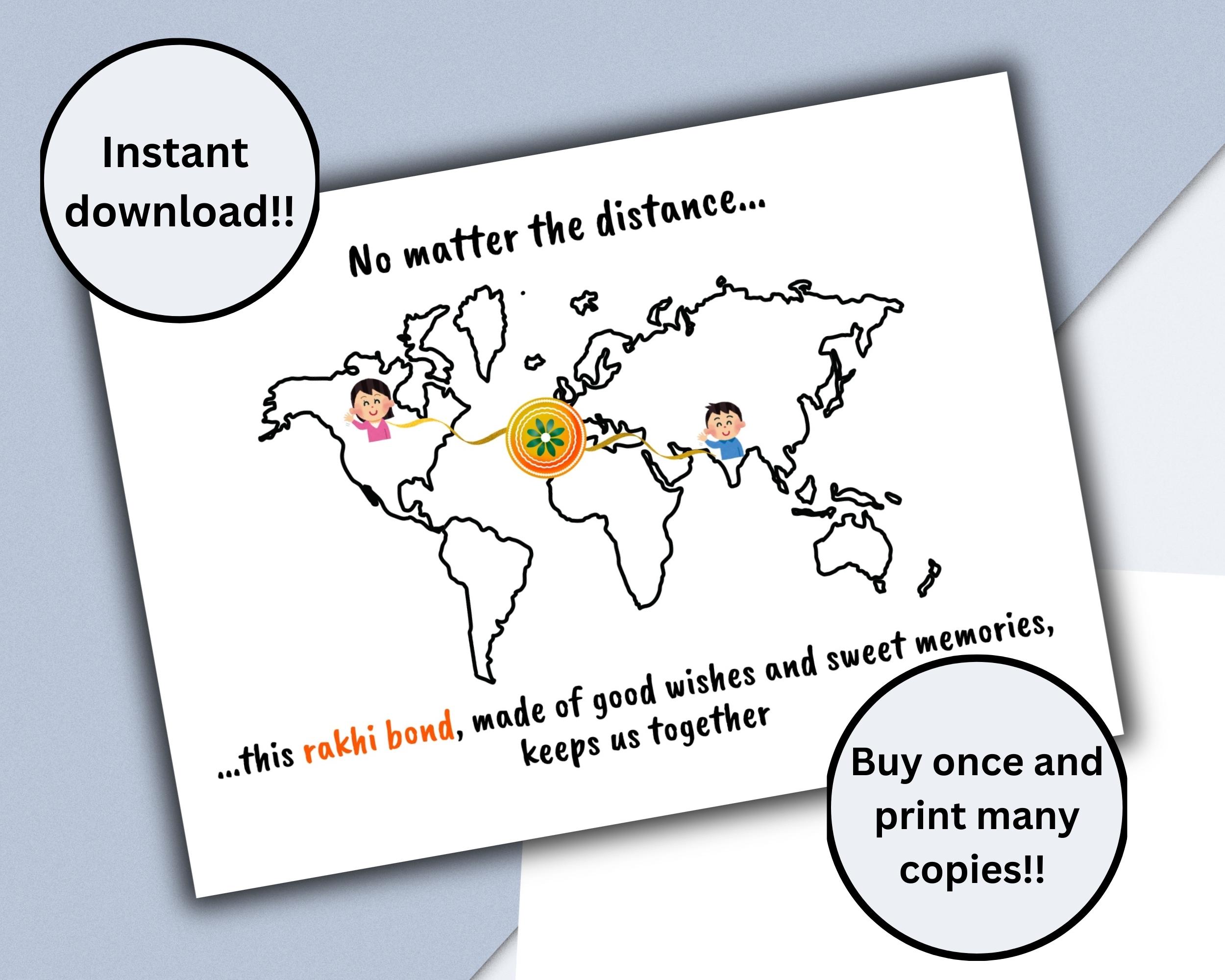 Printable Raki Card Brother, Rakhi Card, Bhai, Printable Rakshabandhan Card, Happy Raksha ...