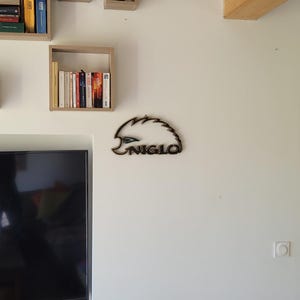 Emblemático 'Niglo', decoración de pared de madera, cartel de 39 cm, logotipo del erizo, diseño de interiores, arte gitano, gitanos, manouche, viajeros