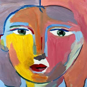 Abstract Colors Face Acrylic Art Piece - ORIGINAL CANVAS