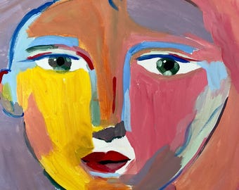 Abstract Colors Face Acrylic Art Piece - ORIGINAL CANVAS