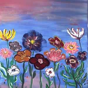 Floral Scene Abstract - ORIGINAL CANVAS
