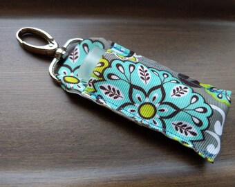 Lip Balm Holder - Grey Green Blue Floral