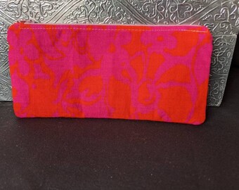 Zippie Pouch - Bright Pink Orange Floral