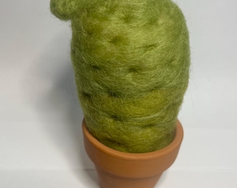 Felted Wool Succulent: Handcrafted Cactus Decor in Clay Pot
