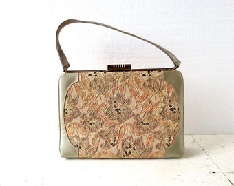Vintage 50s Handbag | Sparkling Lilies | Floral Tapestry Bag
