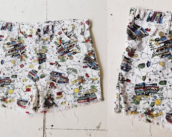 Vintage 1970s Shorts | Van Life | Novelty Print Shorts | 36" Waist