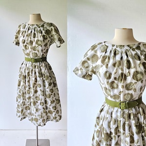50s Floral Dress | Olive Rose Dress | 1950s Dress | XS