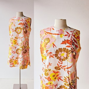1960s Floral Dress | Scooter Dress | 60s Dress | Large L