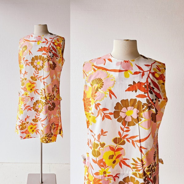 60s Floral Dress | Scooter Dress | 1960s Dress | Large L