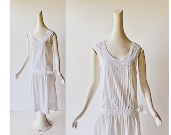 1920s White Dress | Pintuck Dress | 20s Dress | XXS