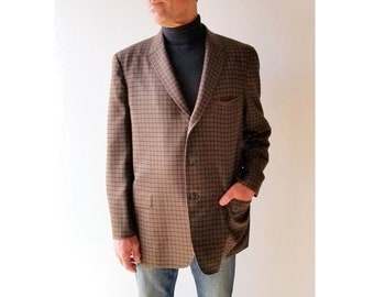 1950s Plaid Jacket | Sport Coat | 50s Wool Jacket | Size 46 R