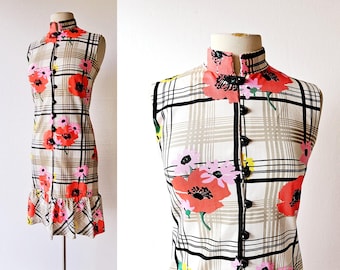 60s Floral Dress | Poppy Print | R&K Originals | XXS XS