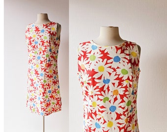 1960s Floral Dress | Pop Floral | 60s Shift Dress | Medium M