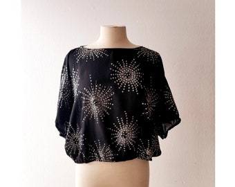 Vintage 1980s Top | I Saw Fireworks | Glitter Top | M L