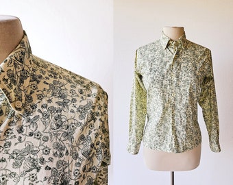 Vintage Oxford Shirt | Wild Strawberry | 60s Blouse | Small S