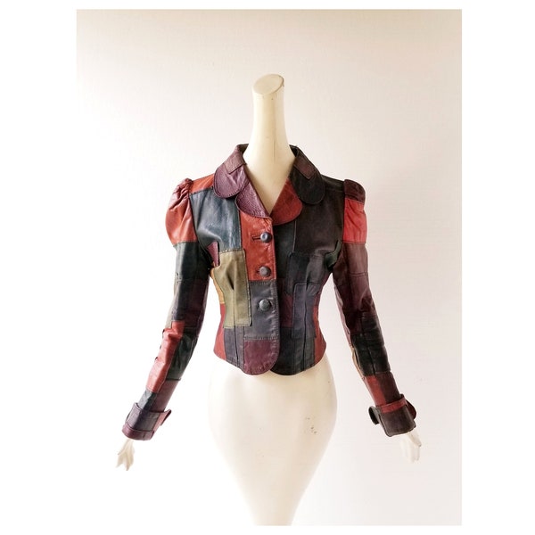 70s Leather Jacket | Galdalf the Wizard | Patchwork Leather Jacket | XS