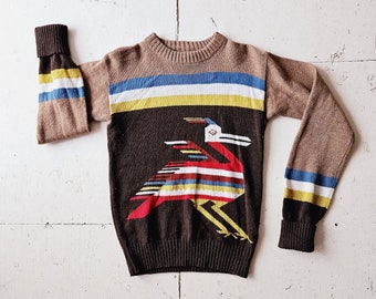 Vintage Roadrunner Sweater | 1970s Sweater | Bird Sweater | XS S