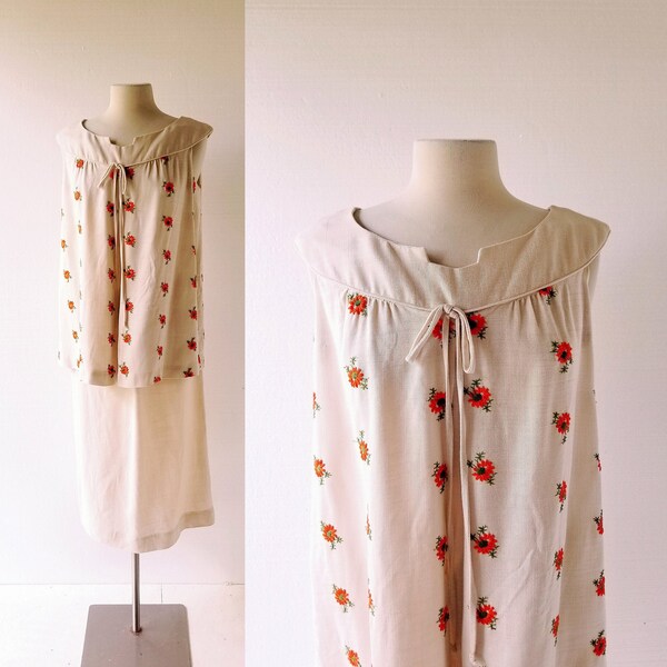 1950s Maternity Two Piece | 50s Dress | Embroidered Maternity Top