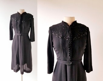 1940s Black Dress | Now, Voyager | 40s Dress | Small S