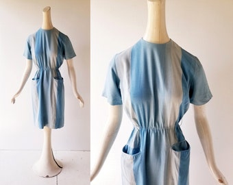 50s Blue Dress | Sky Gradient | 1950s Dress | XS S