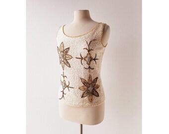 1960s Sequin Top | Ancien Fleurs  | 60s Sweater | Small S