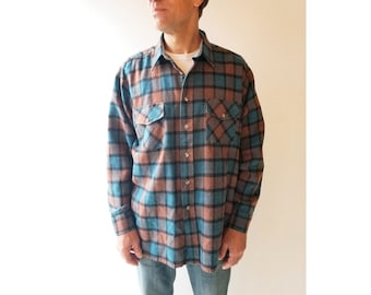 Plaid Flannel Shirt | Van Heusen Shirt | 1980s Shirt | Large L