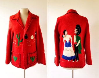 Mexico Souvenir Jacket | 1940s Jacket | Mexican Tourist Jacket | Small S