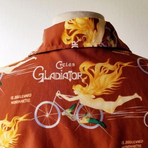 70s Disco Shirt Cycles Gladiator Novelty Print Shirt S M image 3